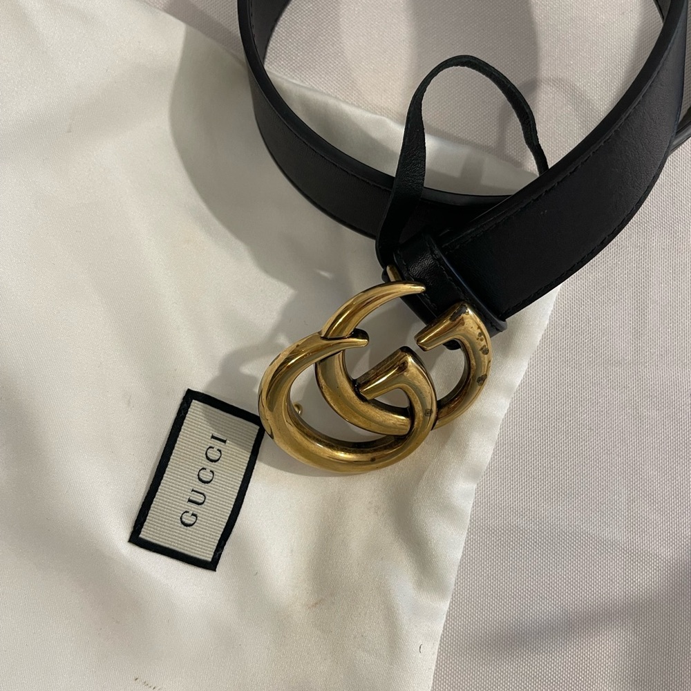 Leather Gucci Belt With Double G Buckle